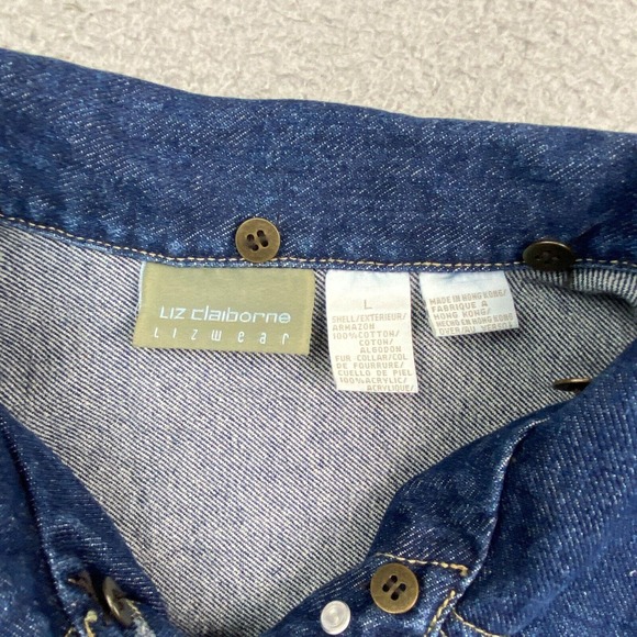 Vintage Jean Jacket Large Women Blue Faux Fur Collar Removeable Heavy‎ EUC - Picture 8 of 15